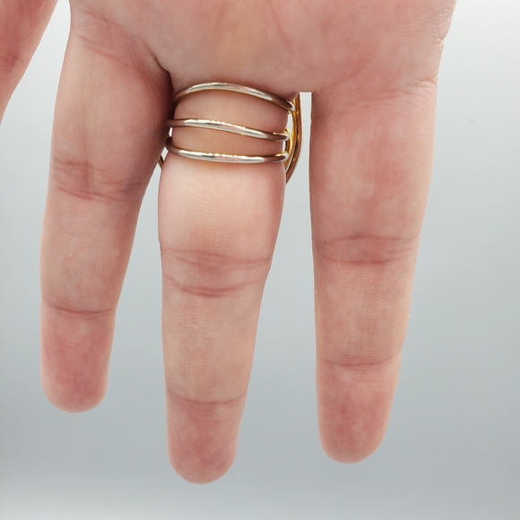 Turquoise Rock Goldwire Wrapped Ring - Picture 3 of 7